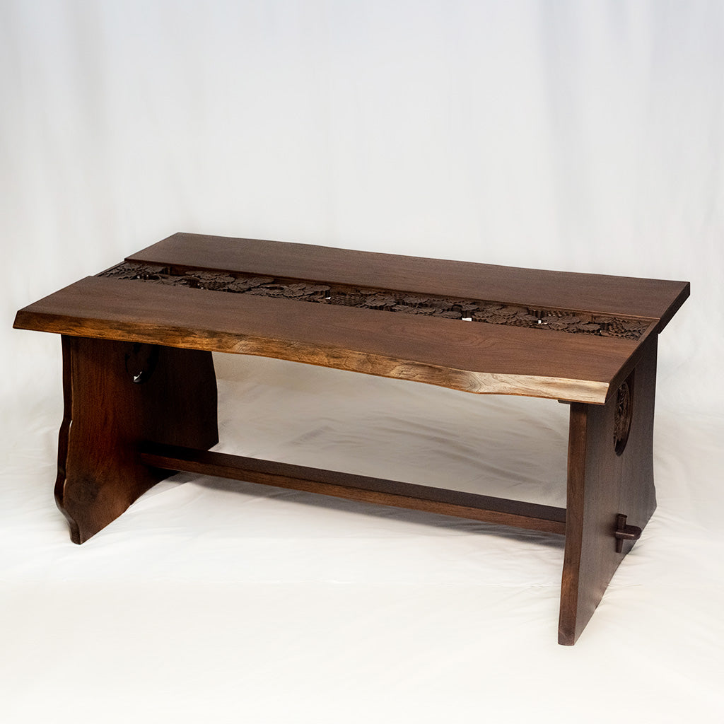 自然木テーブル・透かし彫 ブラックウォールナット | 大坂屋家具店